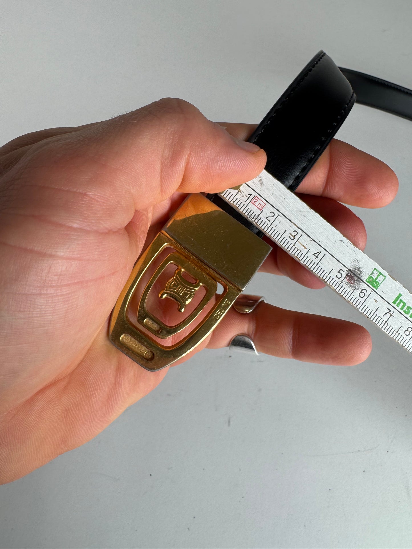 Vintage Celine Paris Leather Belt Black