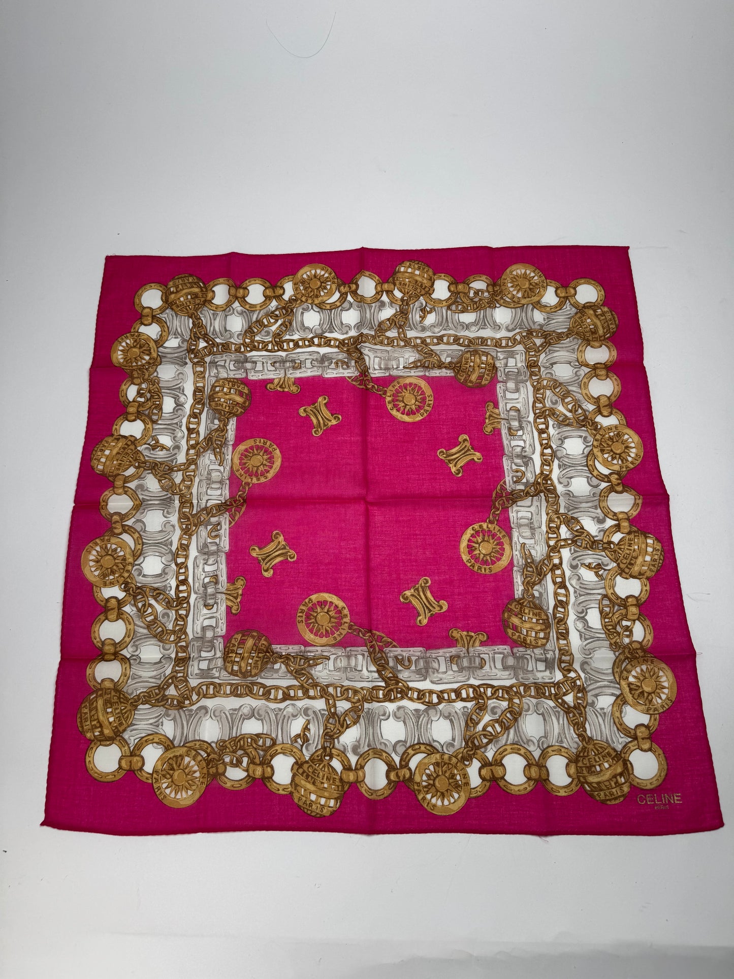 Vintage Celine Paris Silk Scarf Red