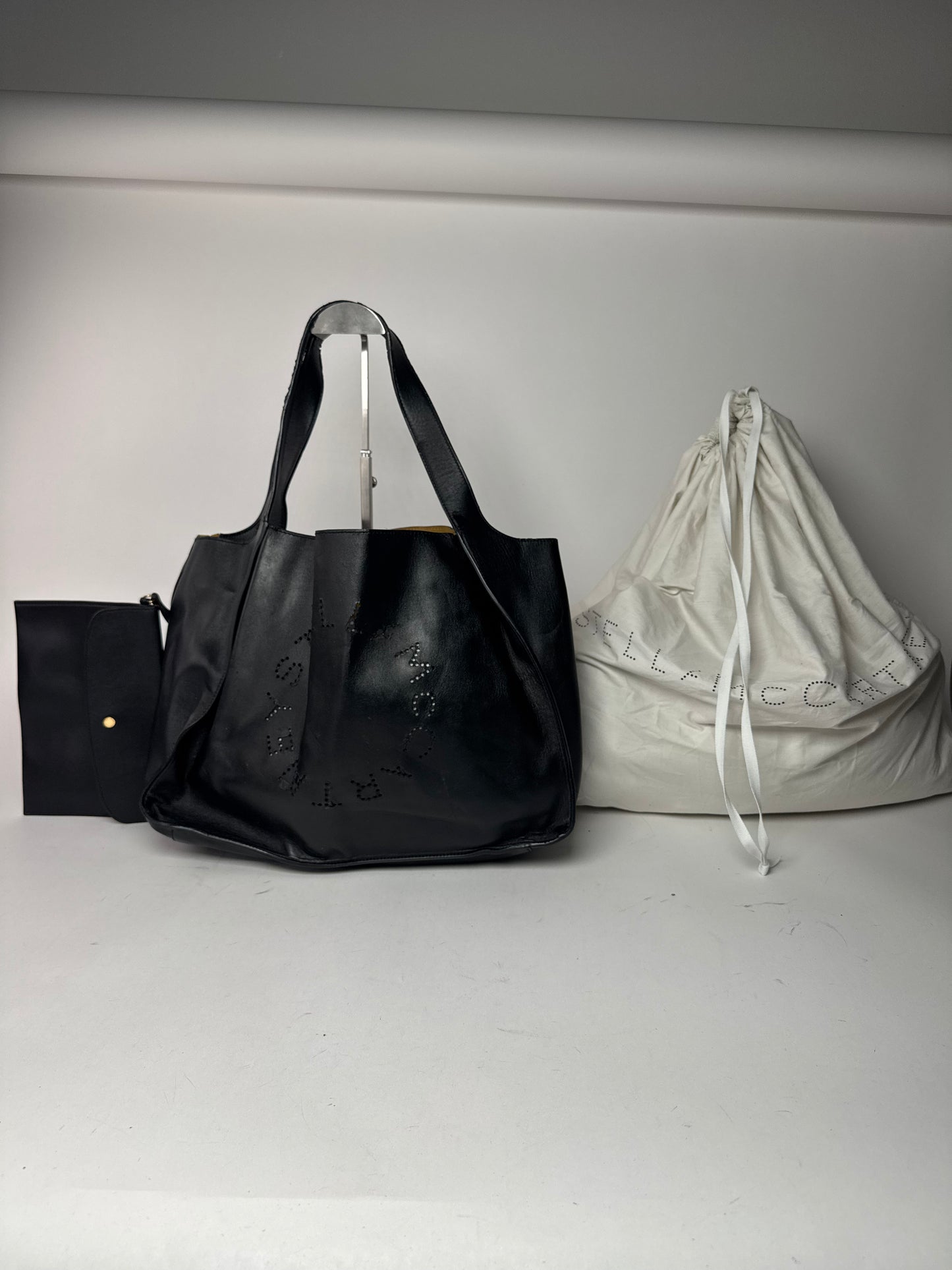 Vintage Stella Mc Cartney Vegan Leather Logo Shopper black