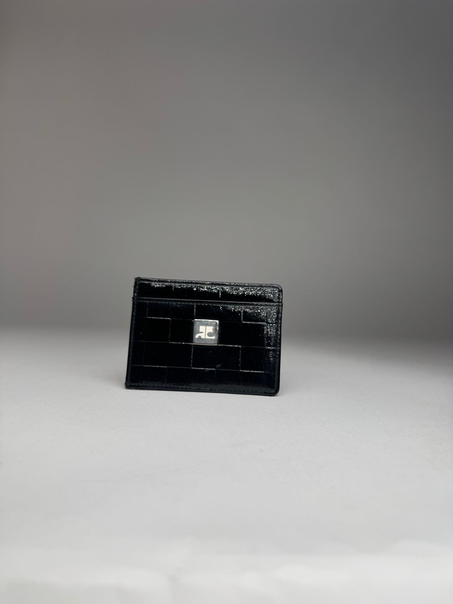 Vintage Courreges Paris Patent Leather Card Holder black