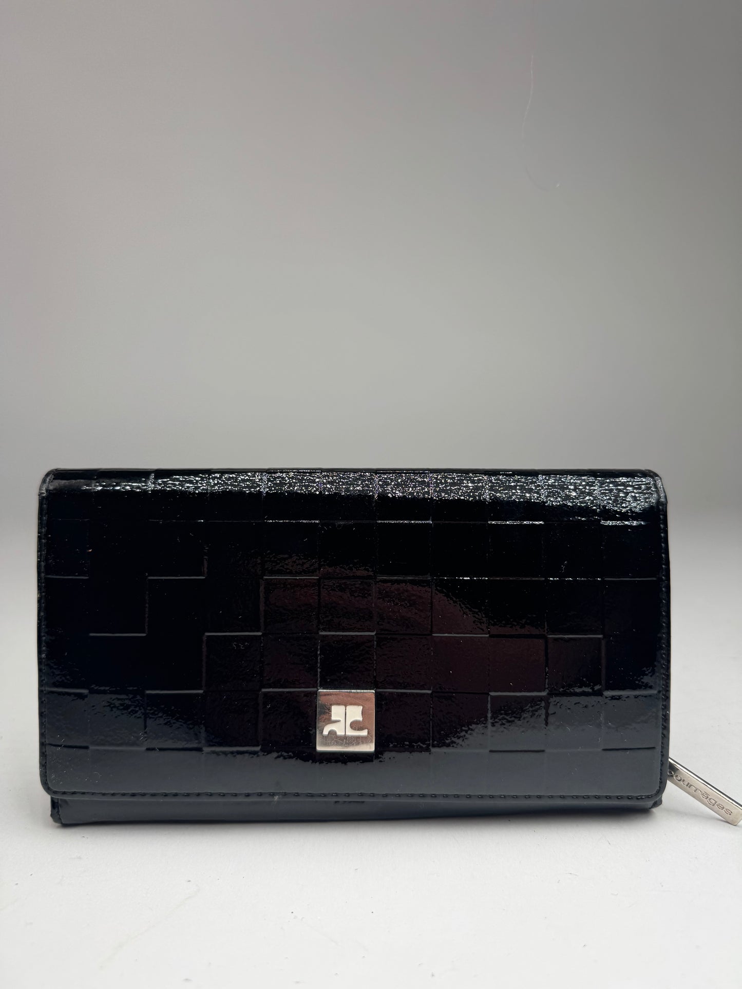 Vintage Courreges Paris Patent Leather Wallet Black