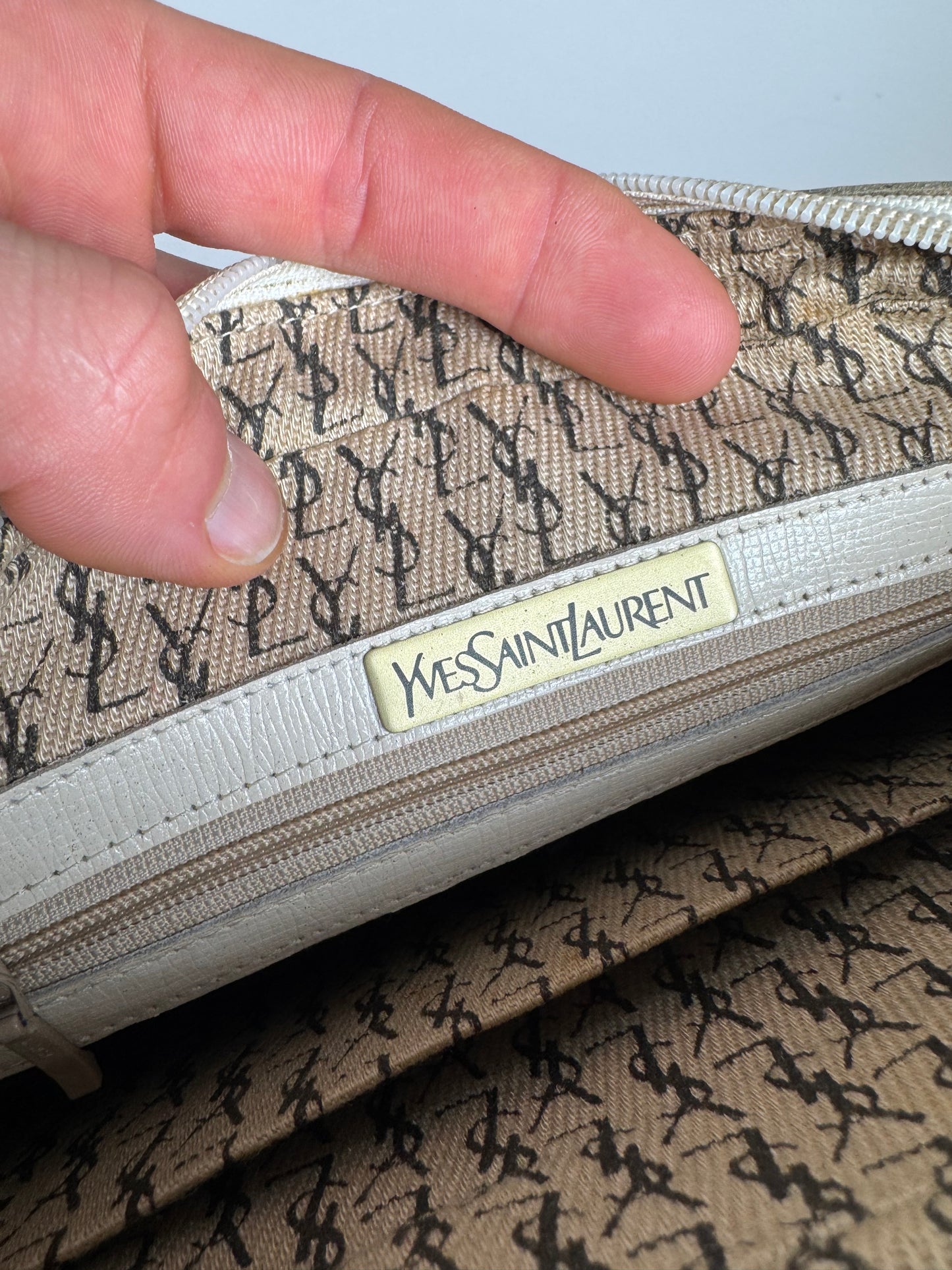 Vintage Yves Saint Laurent 2 Way Leather Bag cream