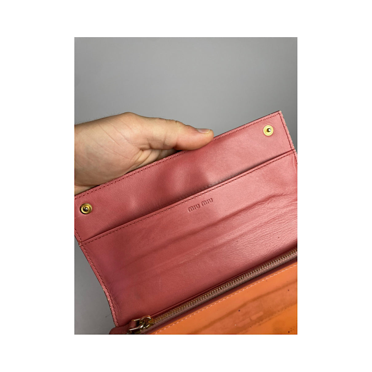 Miu Miu Orange Patent Leather Wallet image 5