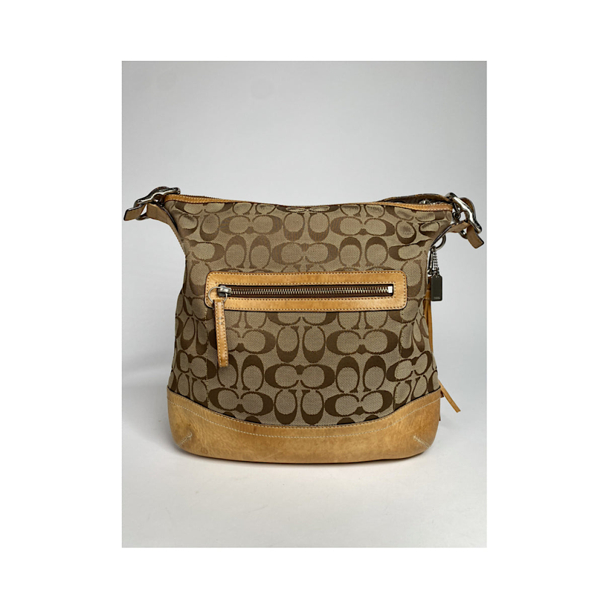 Coach Signature Sufflette Beige Cotton Handbag image 5