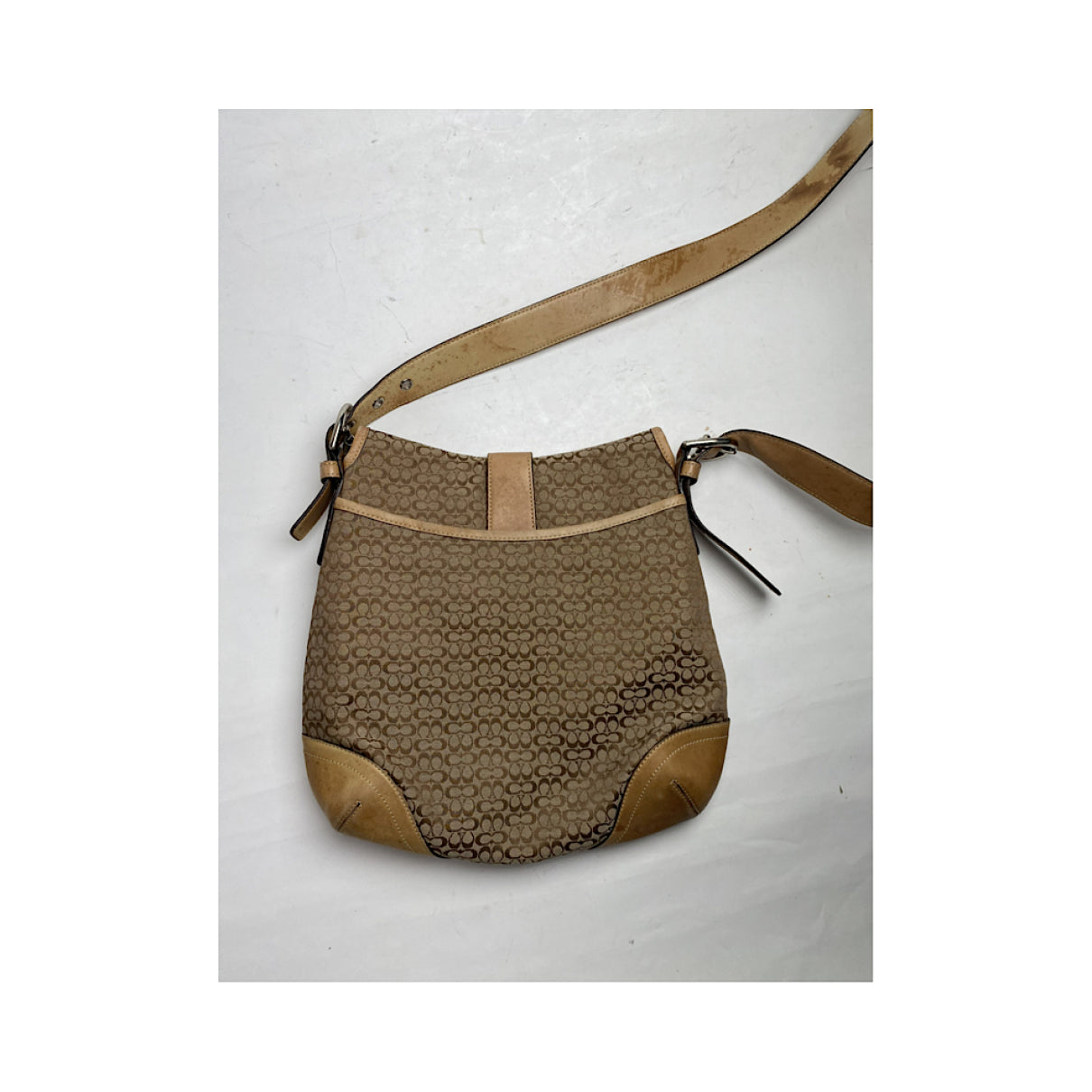 Coach Signature Sufflette Beige Cotton Handbag image 5