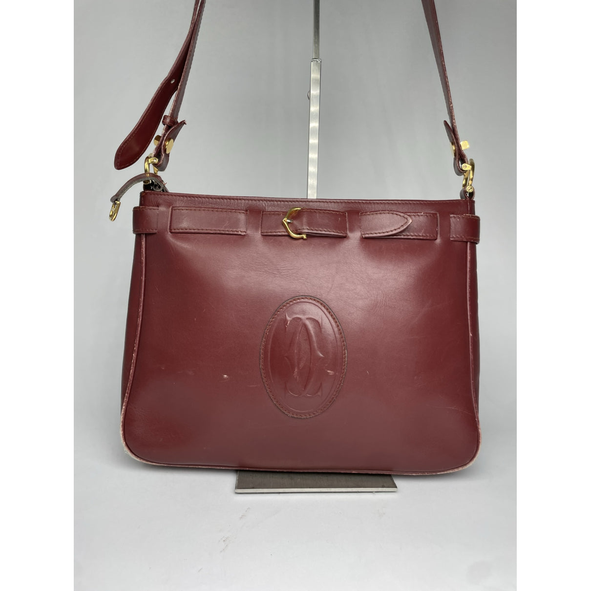 Cartier Seau Burgundy Patent Leather Handbag image 5