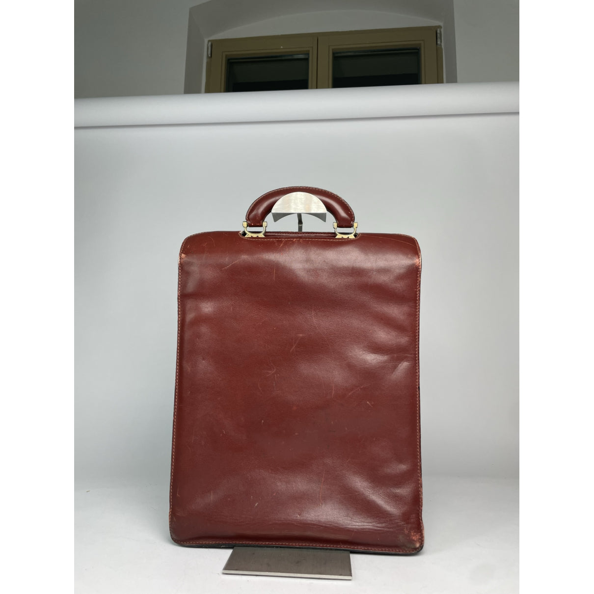 Cartier Burgundy Leather Handbag image 5