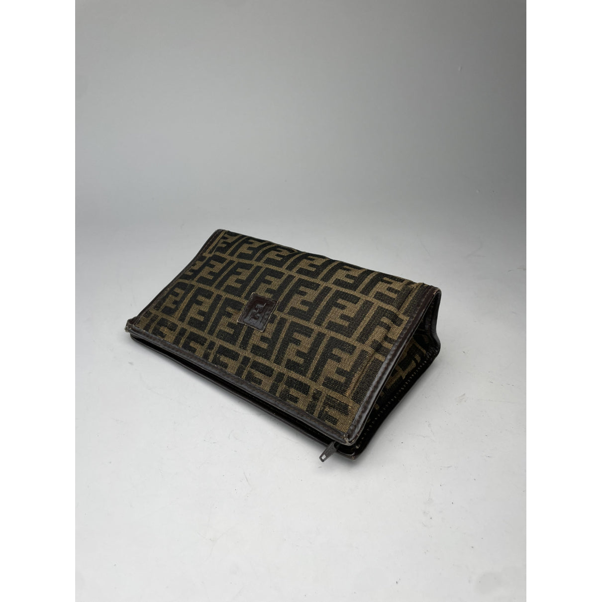 Fendi Baguette Brown Cotton Clutch Bag image 5