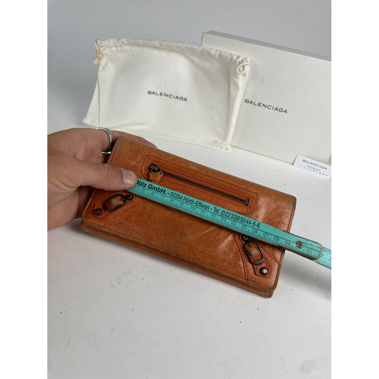 Balenciaga Orange Leather Wallet image 5