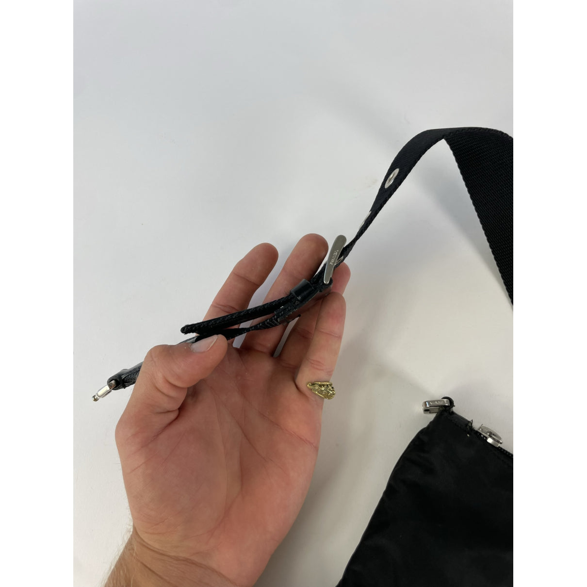 Prada Re-Edition 2000 Double Zip Black Polyester Handbag image 5