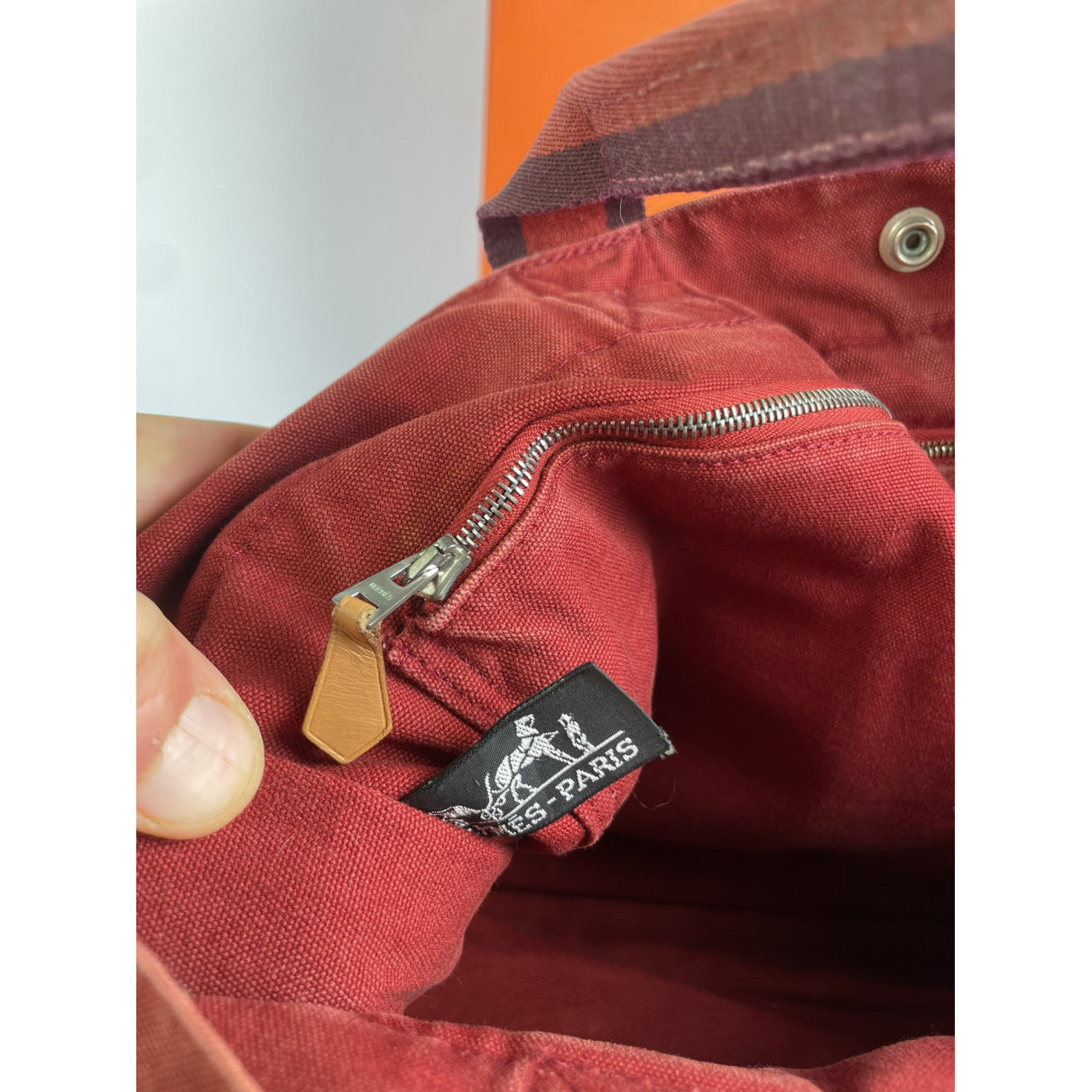 Hermès Red Cotton Handbag image 5