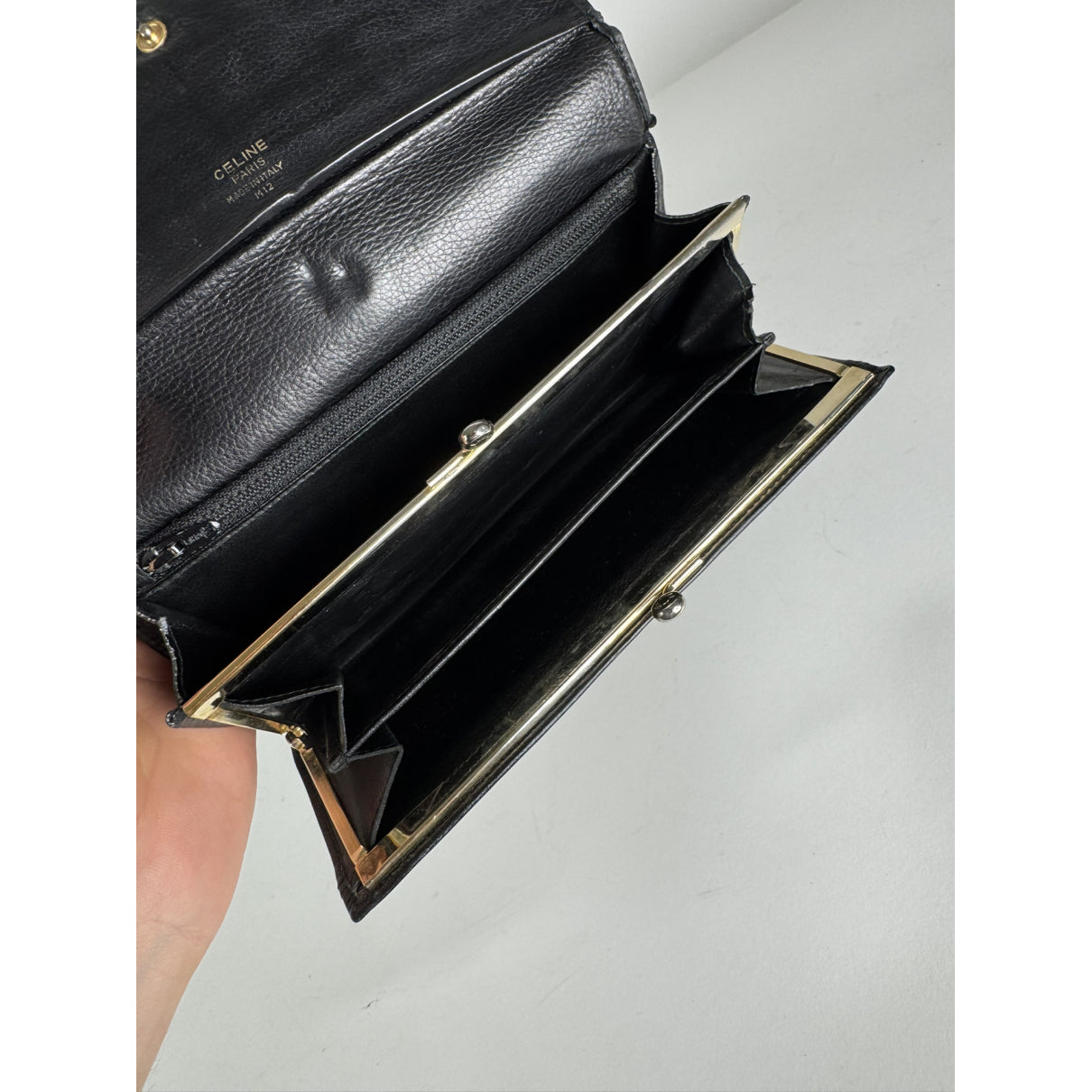 Celine Triomphe Black Leather Wallet image 5