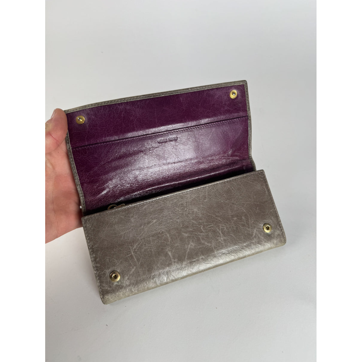 Miu Miu Grey Leather Wallet image 5