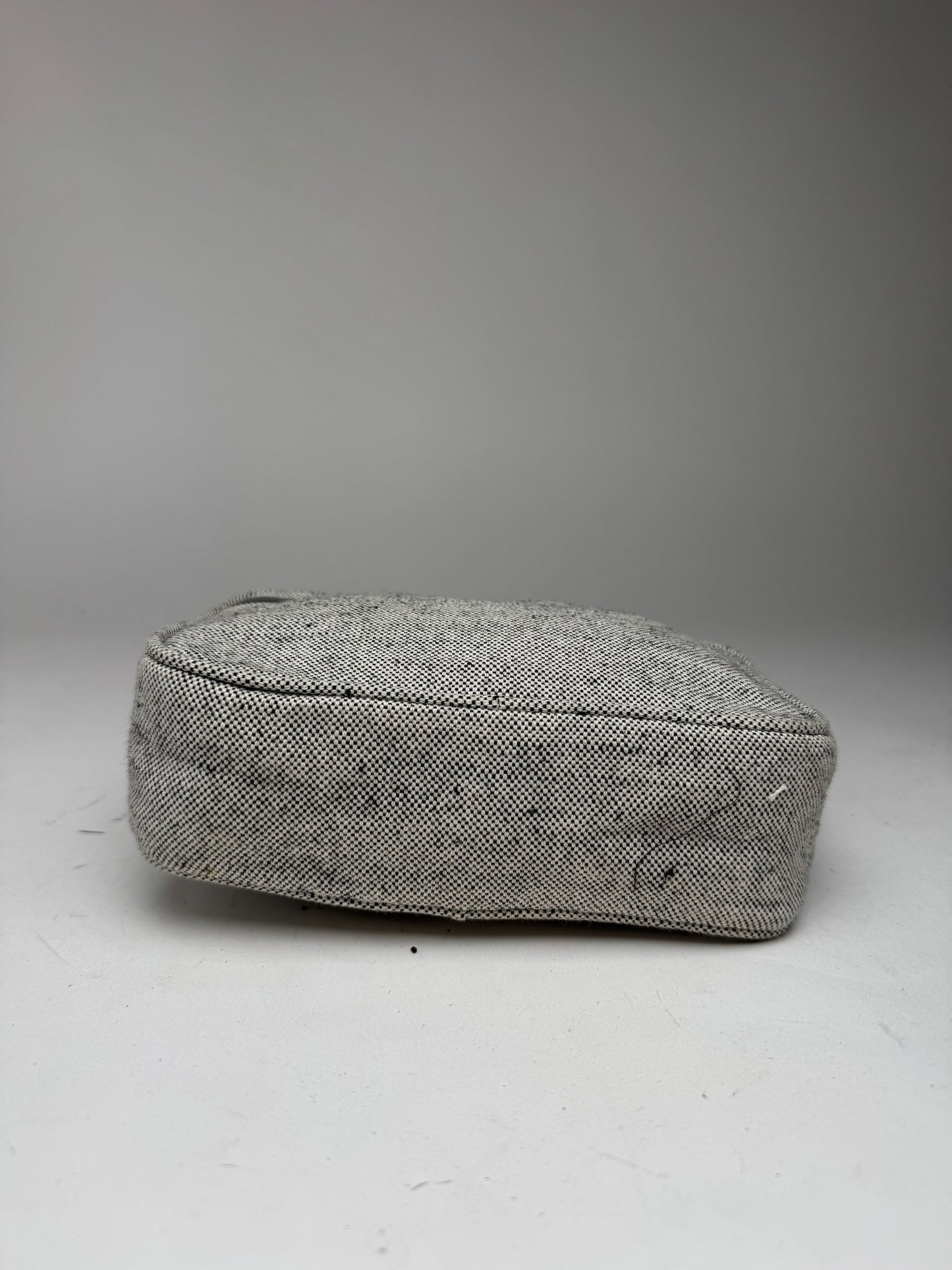 Vintage Prada Canvas Clutch/Cosmetic Bag Grey Black