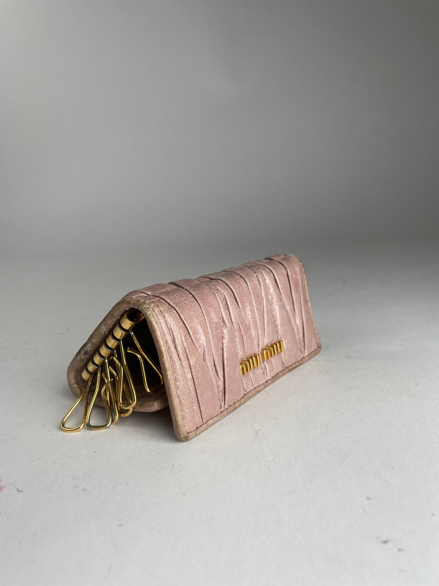 Vintage Miu Miu Metallasse leather Key Holder Rose