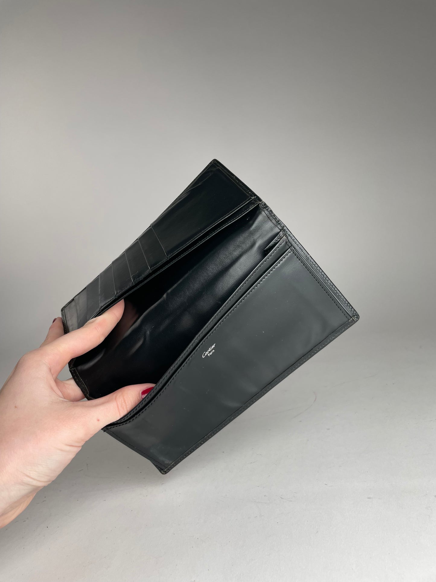 Vintage Cartier Patent Leather ID Holder black