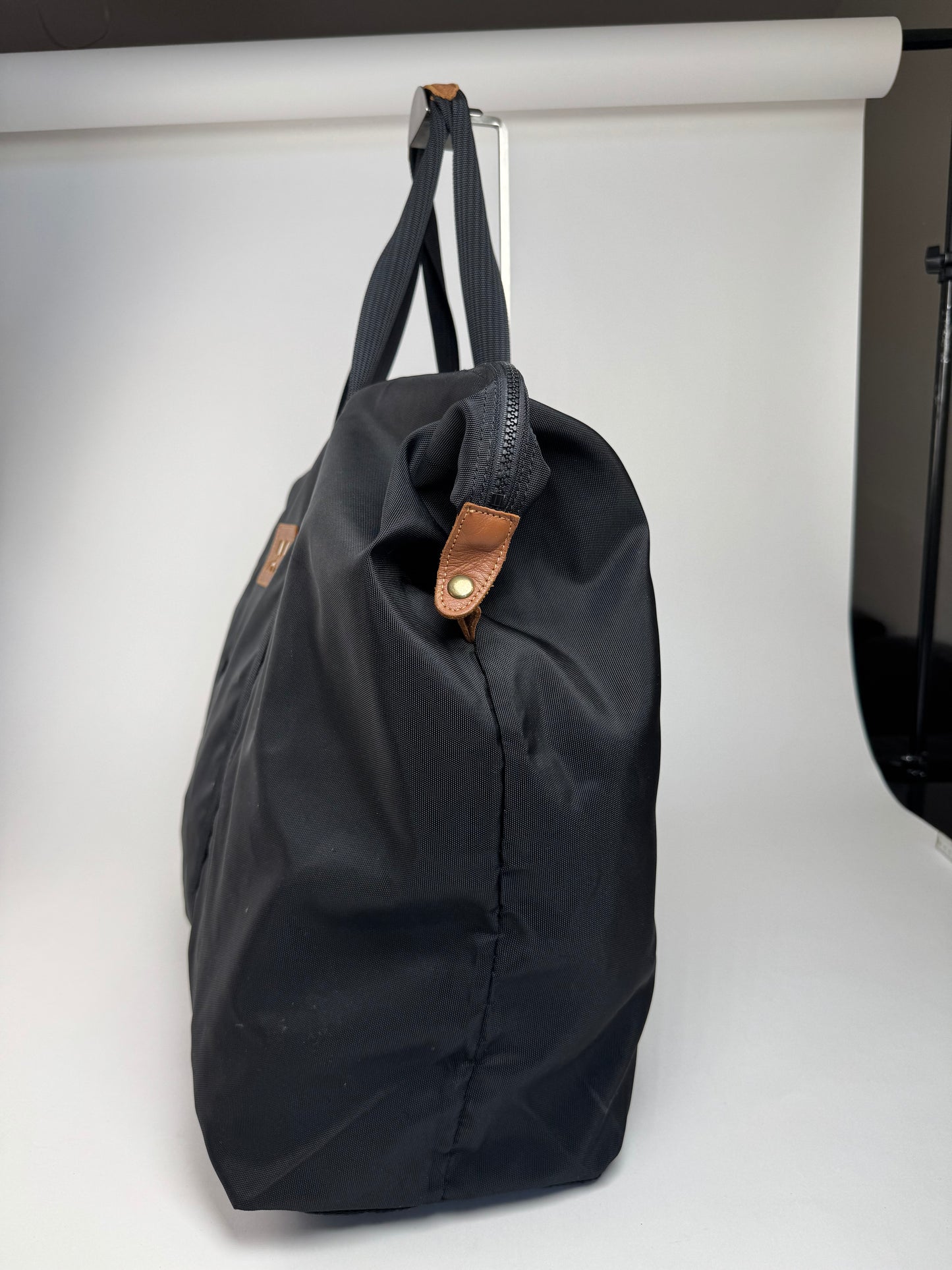 Vintage Courreges Paris Weekender Travel Bag Black Brown