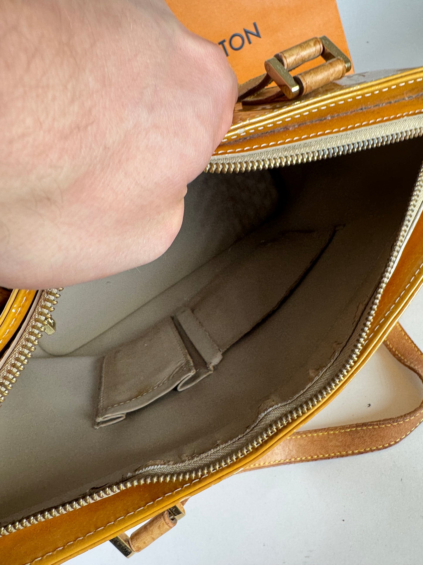 Vintage Louis Vuitton Vernis Leather Bag Yellow