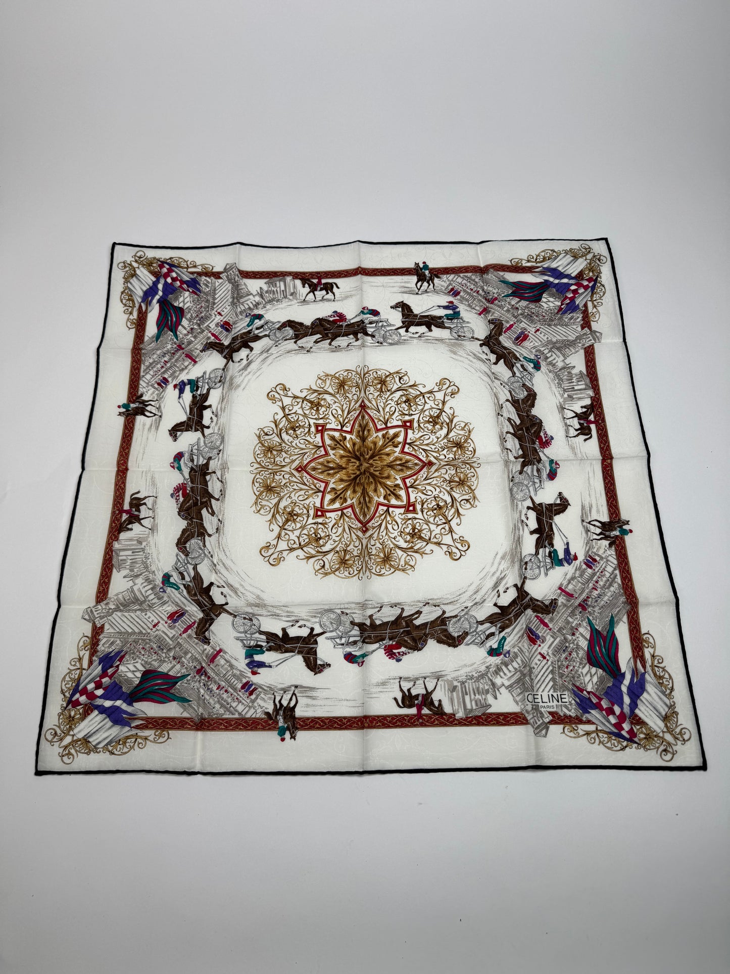 Vintage Celine Paris Silk/Canvas Scarf