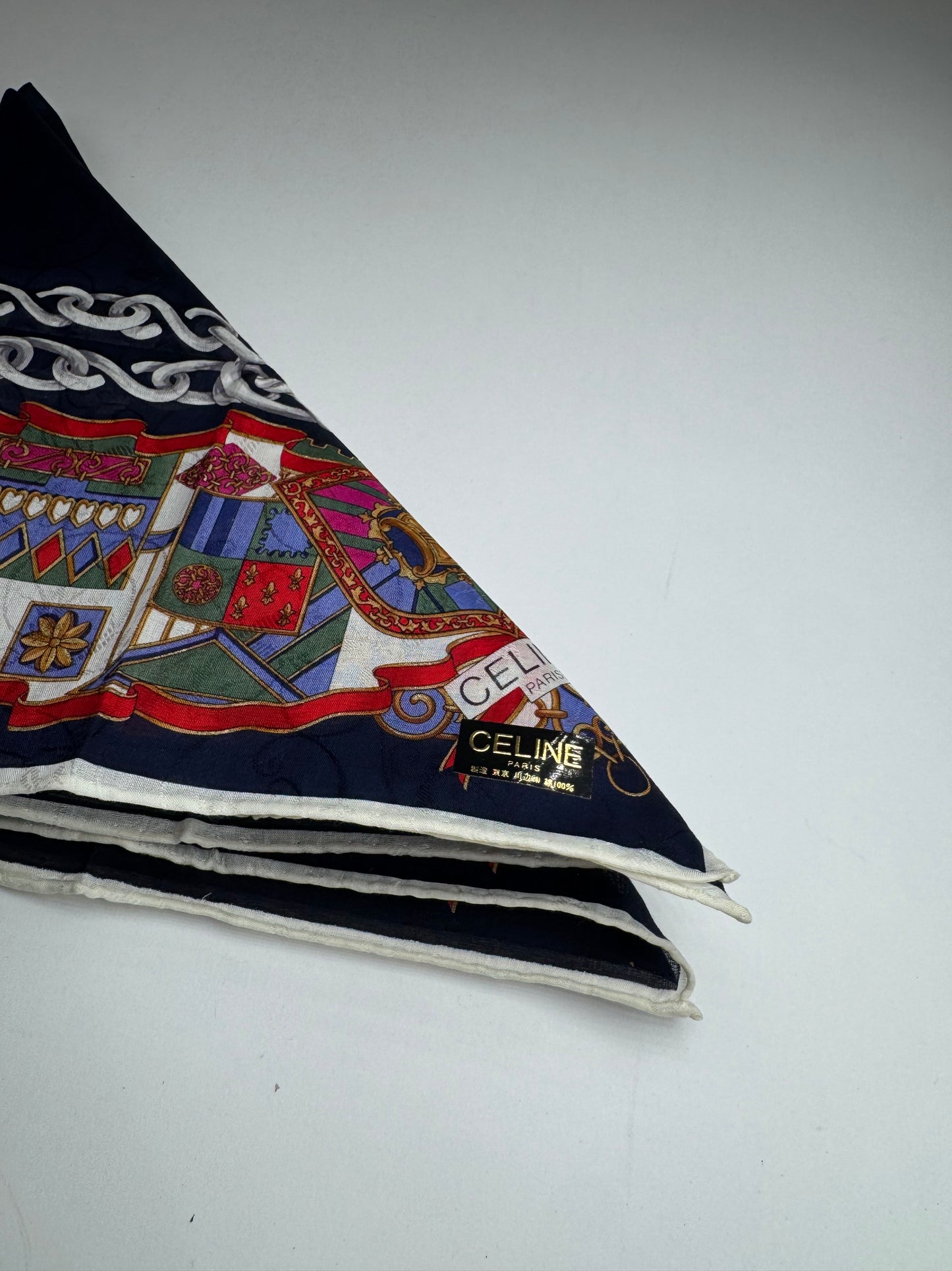 Vintage Celine Paris Silk / Canvas Scarf