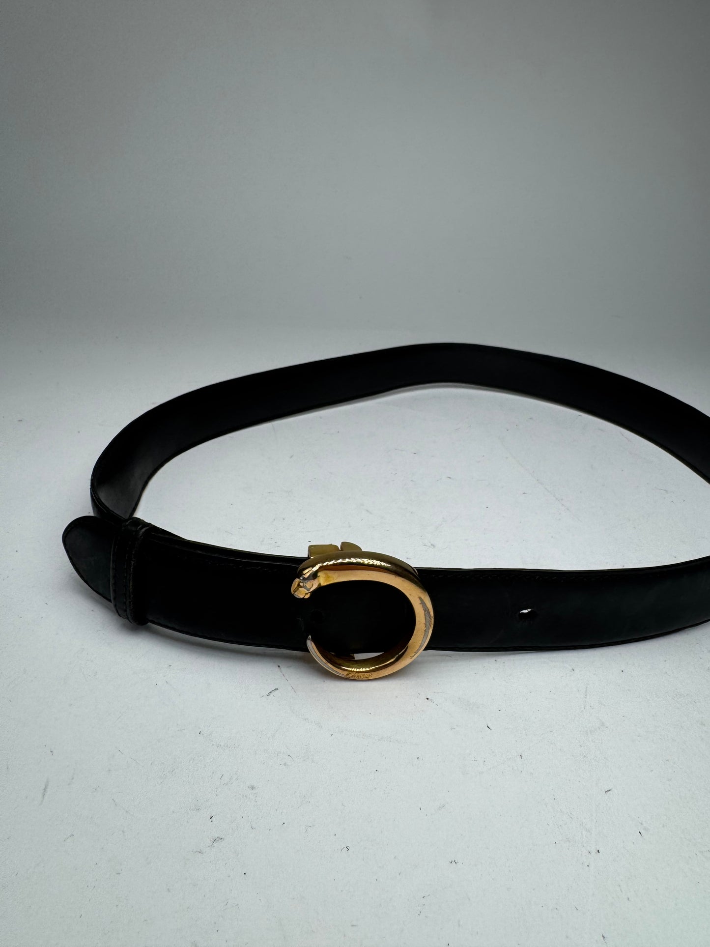 Vintage Cartier Panthere Leather Belt black