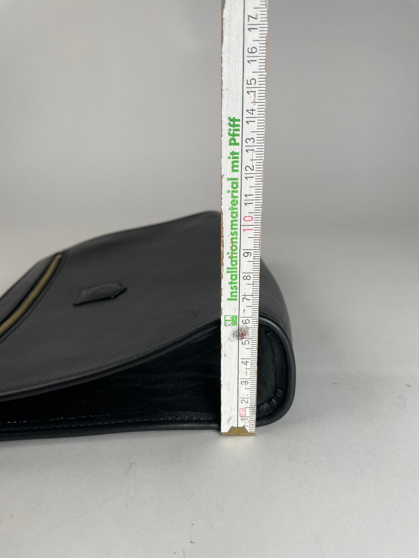 Vintage Celine Paris Triomphe Leather Clutch Black