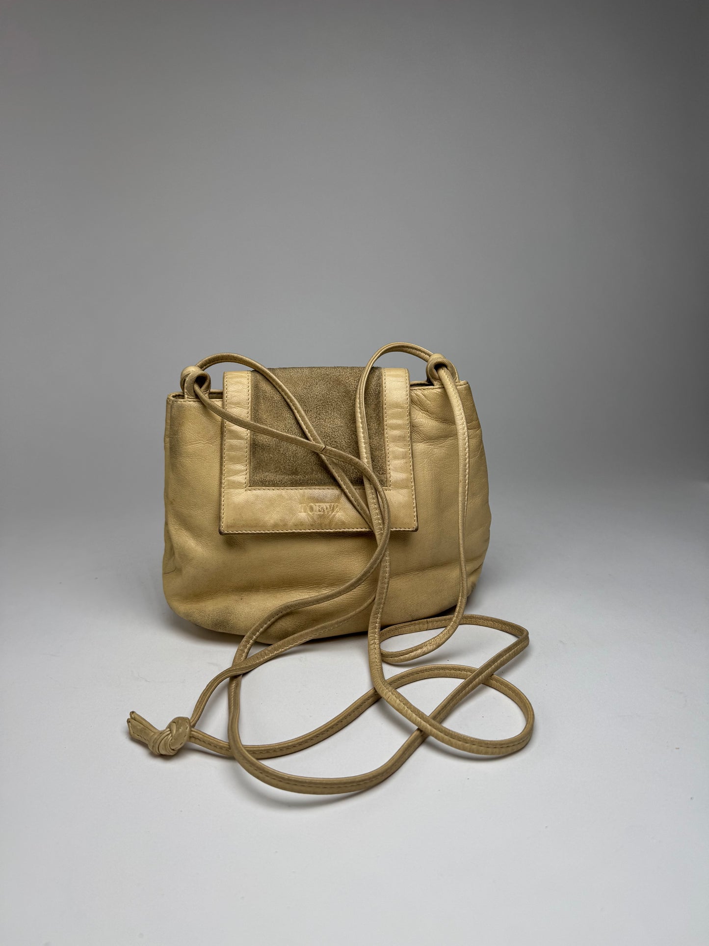 Vintage Loewe Madrid Amazona Leather Bag Beige