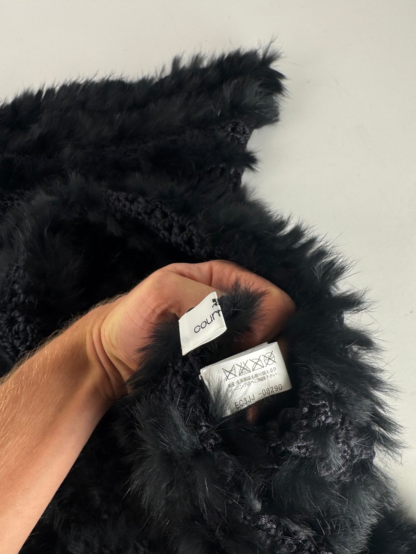 Vintage Courreges Fur Leather Top / Coat Black 38/M