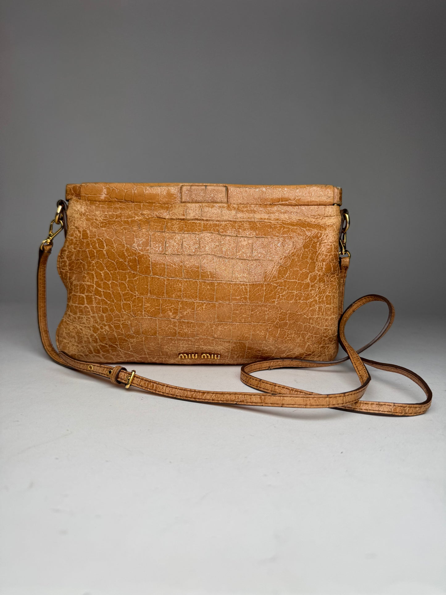 Vintage Miu Miu Leather Crossbody Bag Brown