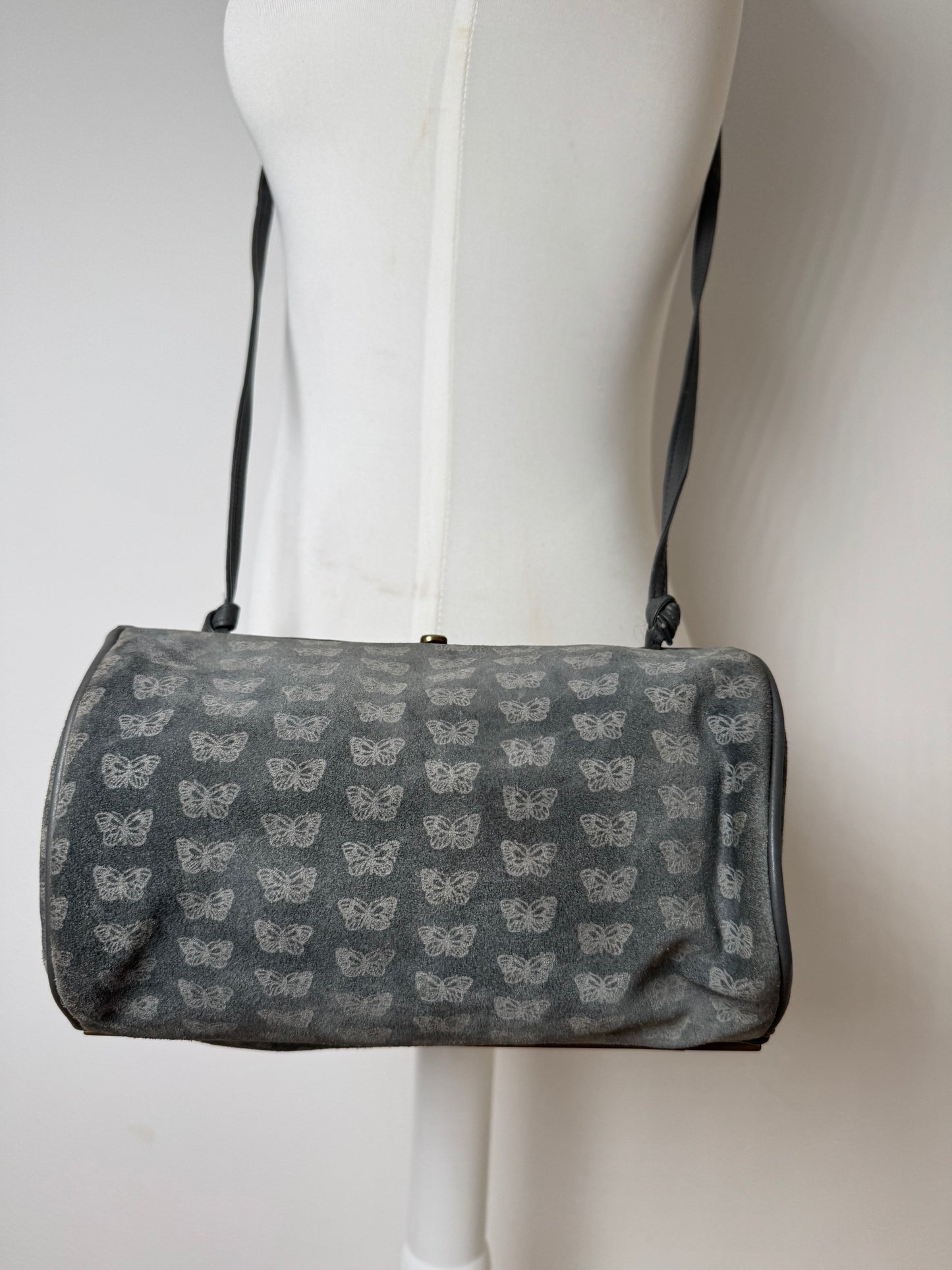 Vintage Bottega Veneta Suede Monogram Bag Grey