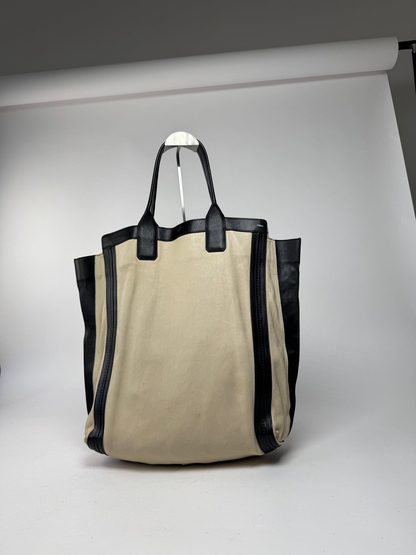 Vintage Chloe Alison leather Shopper Bag beige black