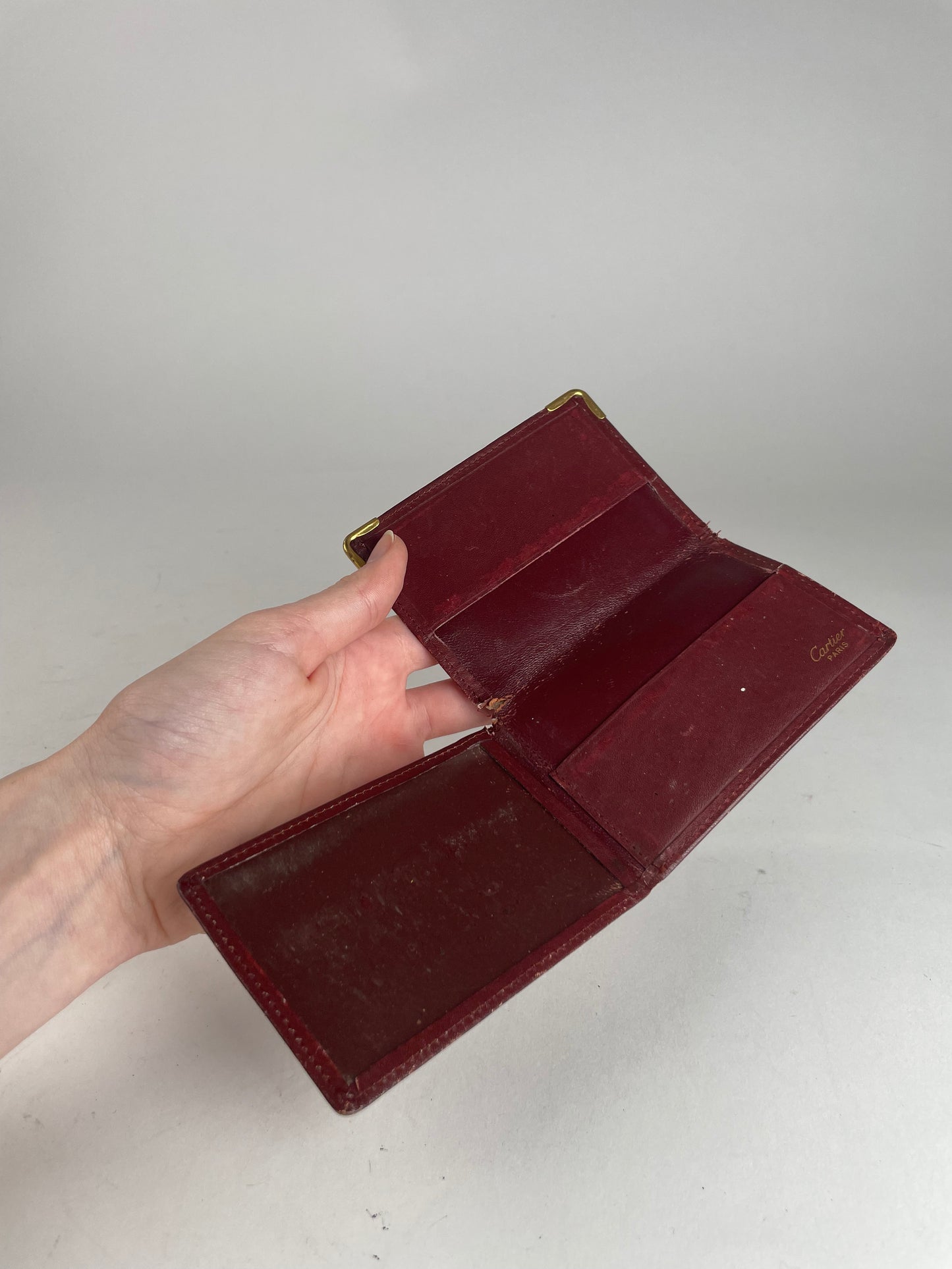 Vintage Cartier Leather Card Holder burgundy