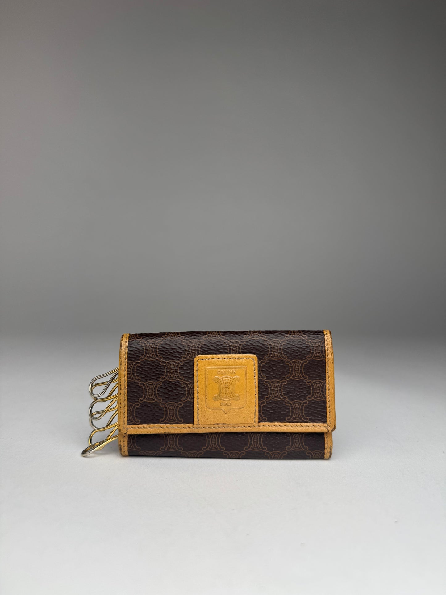 Vintage Celine Paris Leather Monogram Key Holder