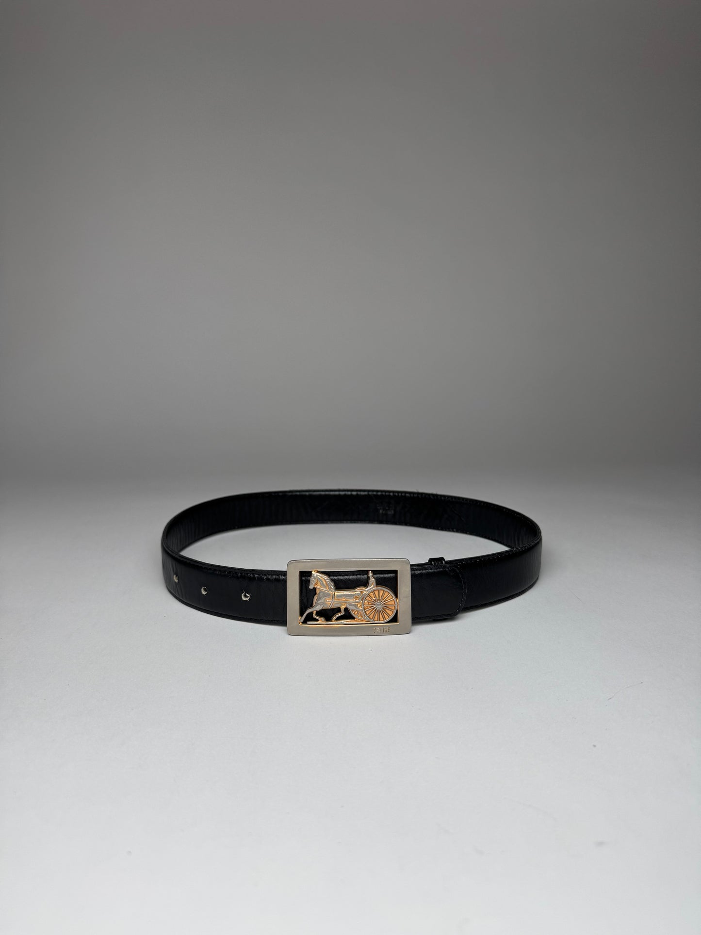 Vintage Celine Paris Leather Belt Black