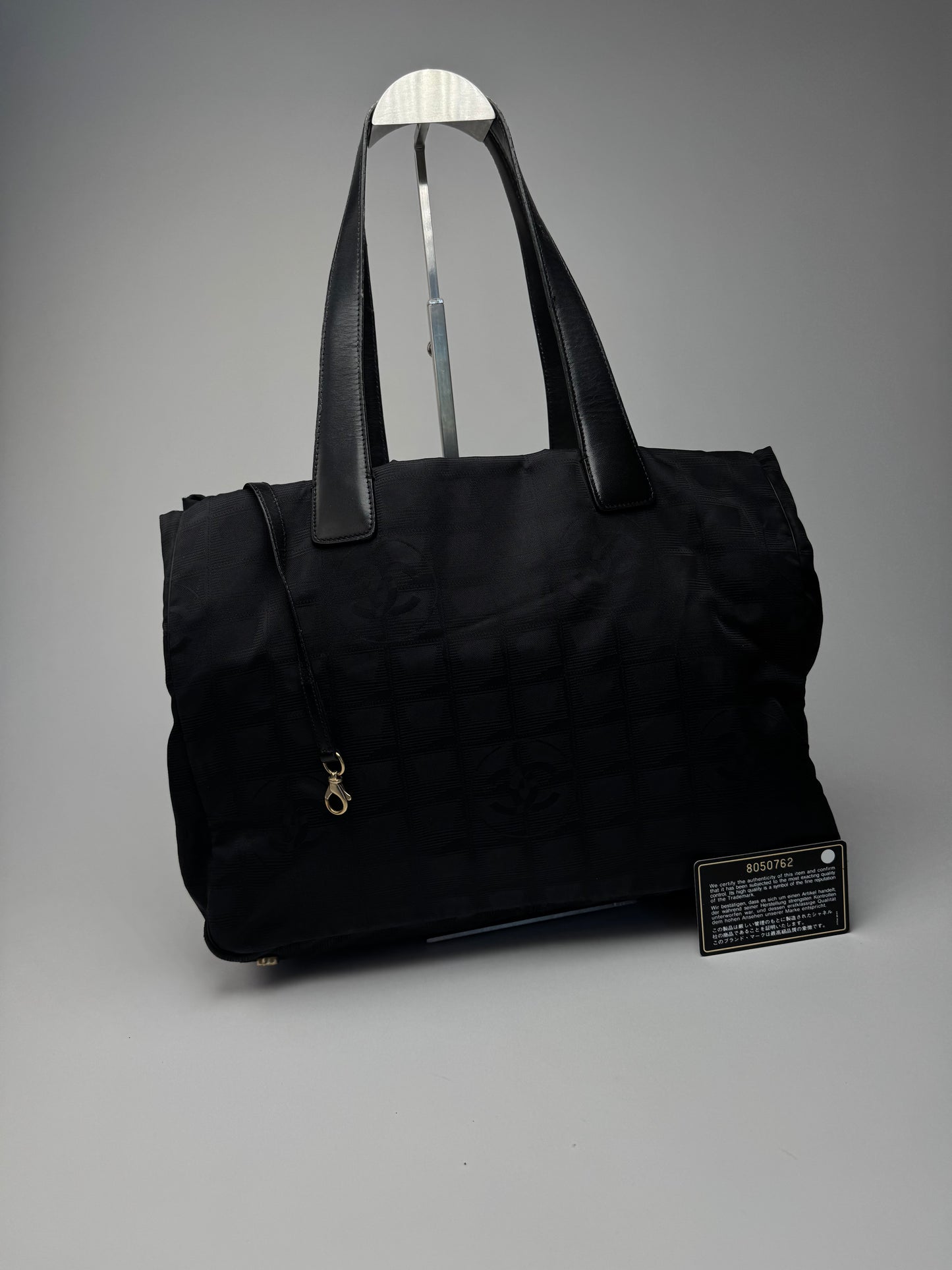 Vintage Chanel Canvas Monogram Shopper Black
