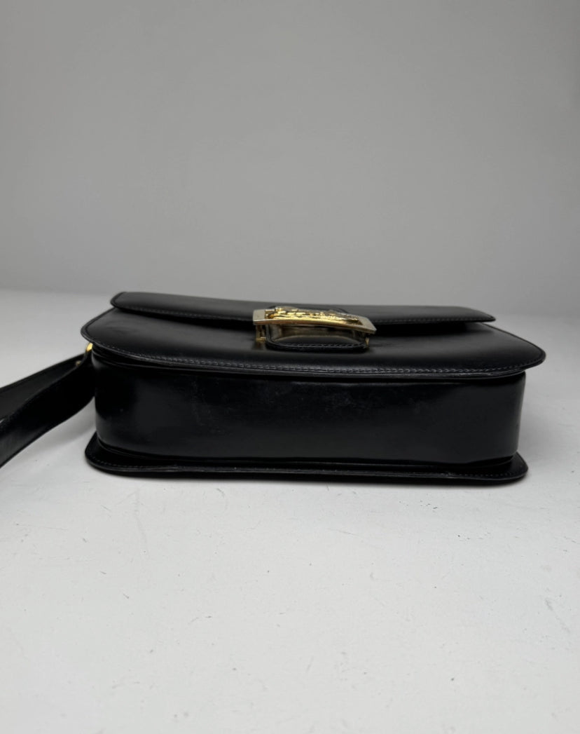 Vintage Celine Paris Triomphe Leather Bag Black