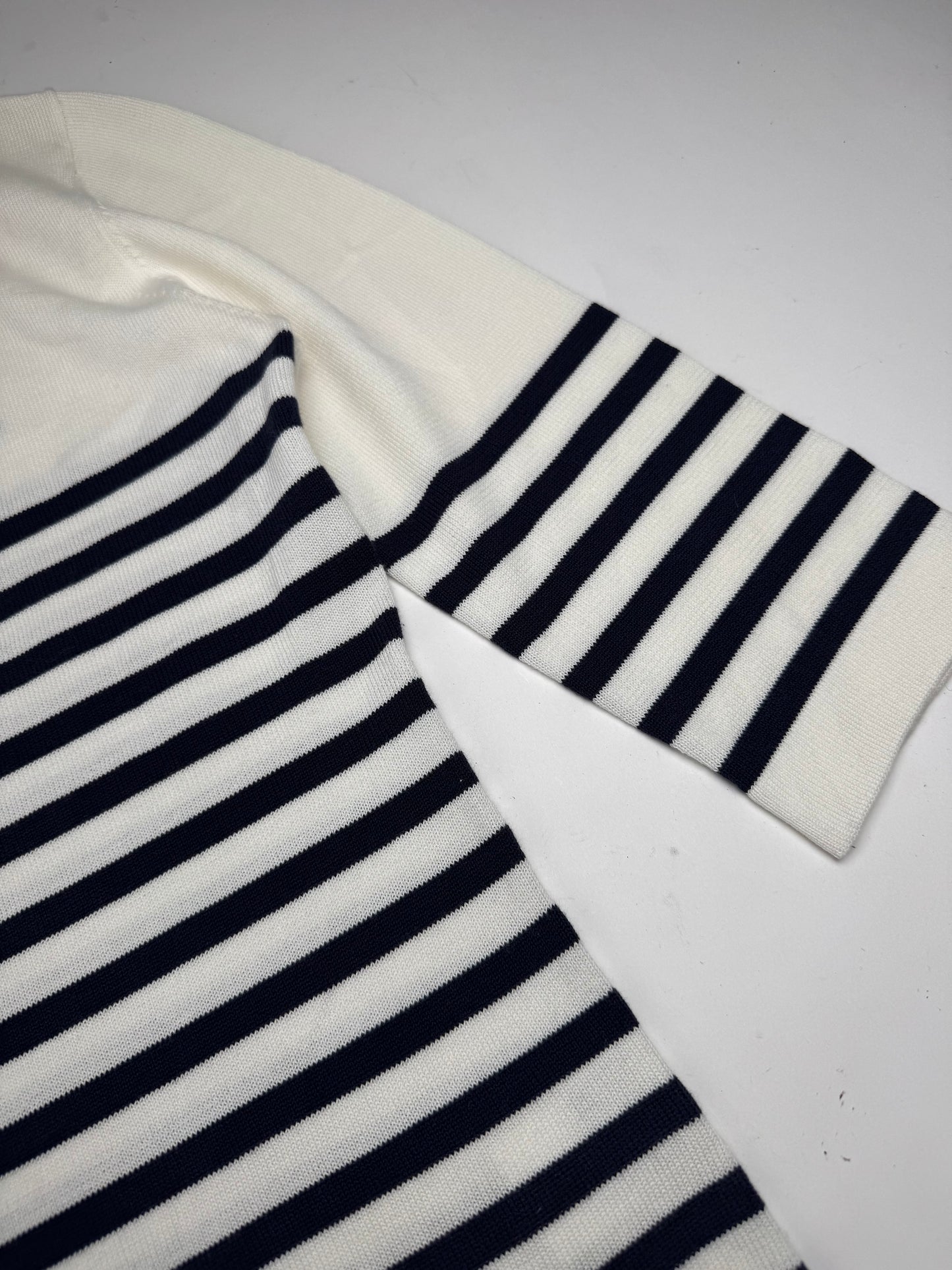 Vintage Courreges Paris Striped Sweater White/Navy EU36/S