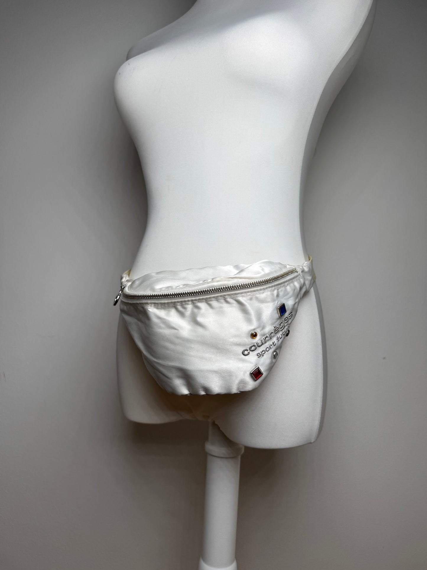 Vintage Courreges Paris Crossbody / Bum Bag Silver white