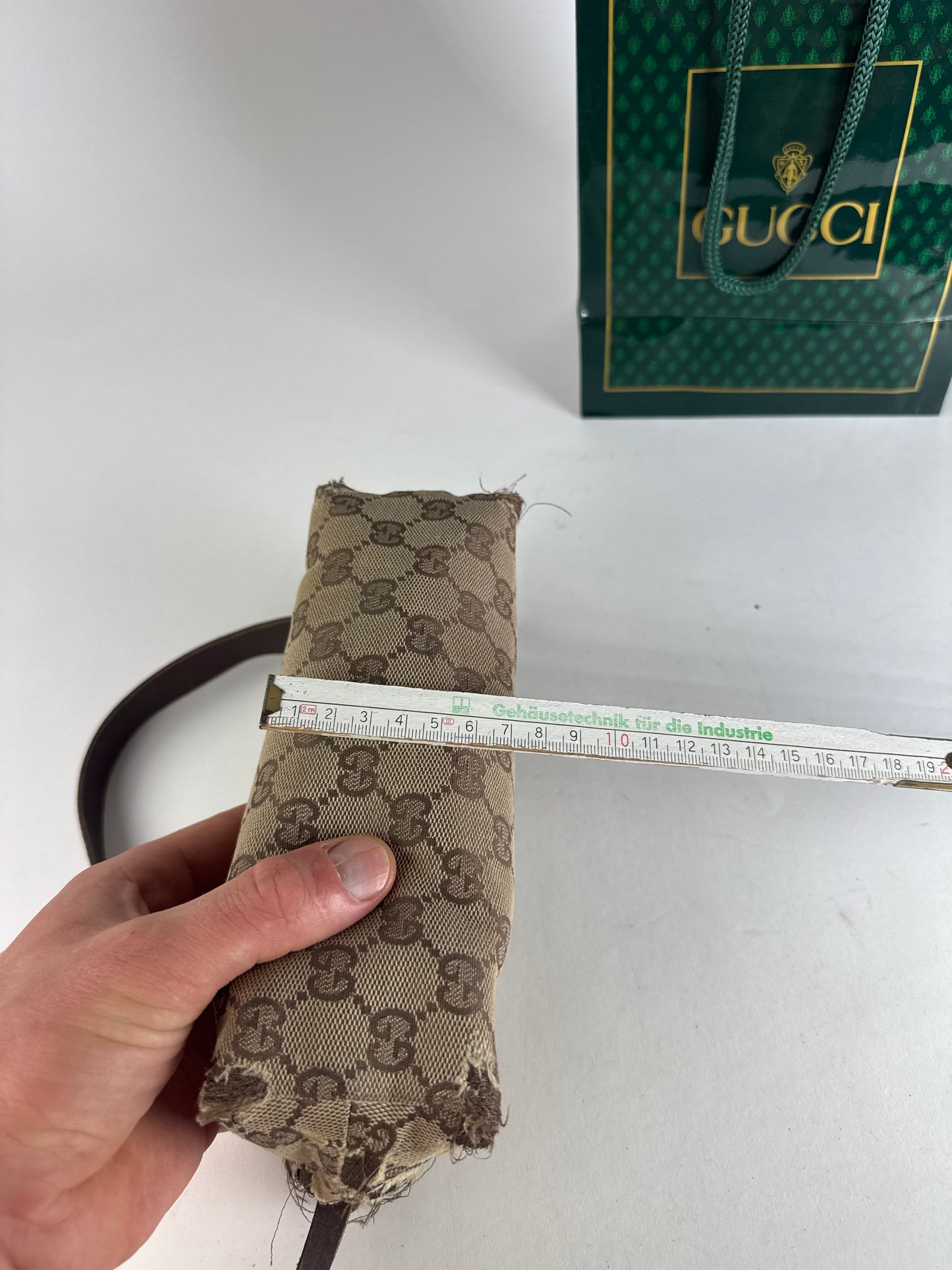 Vintage Gucci Monogram Mini Bag Beige Brown