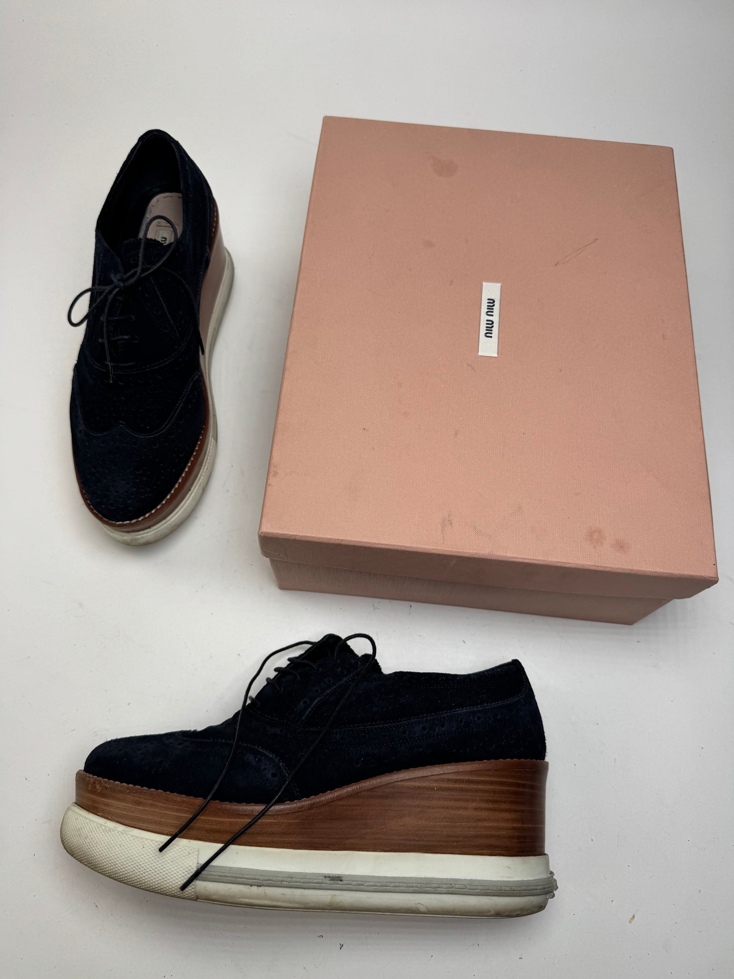 Vintage Miu Miu Suede Sneaker Navy Brown EU40