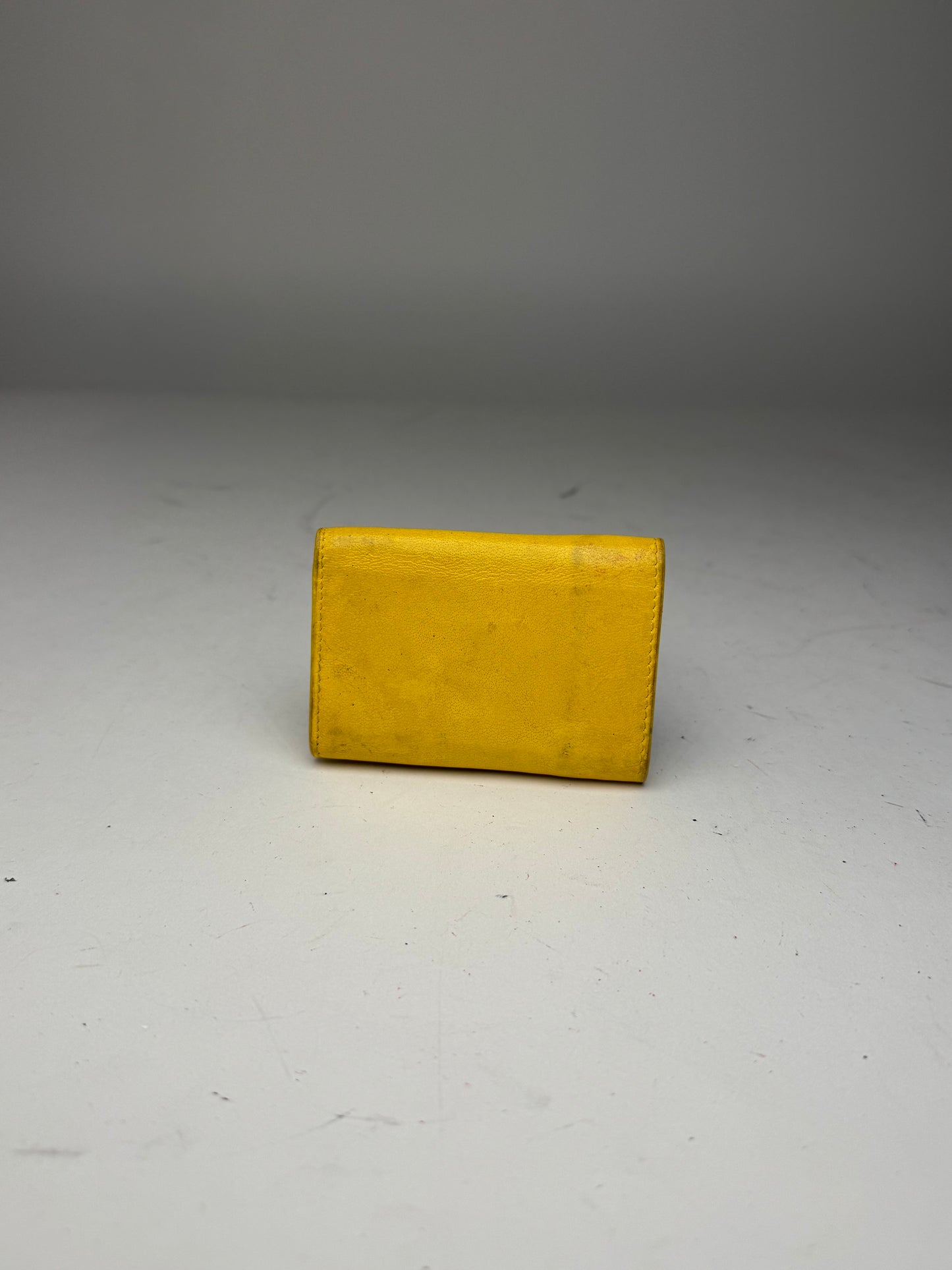 Vintage Balenciaga Postal Leather Card Holder yellow