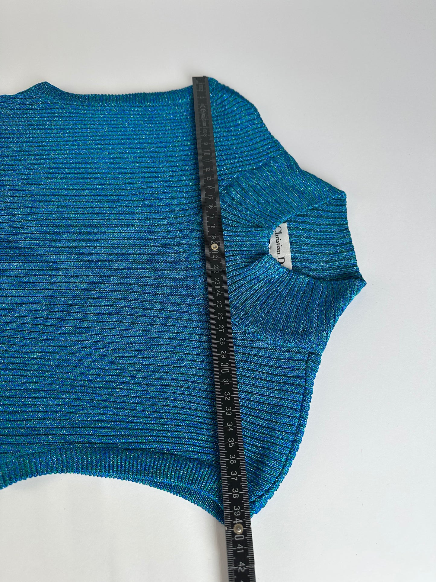 Vintage Turtleneck Dior Wool Top Blue Green L