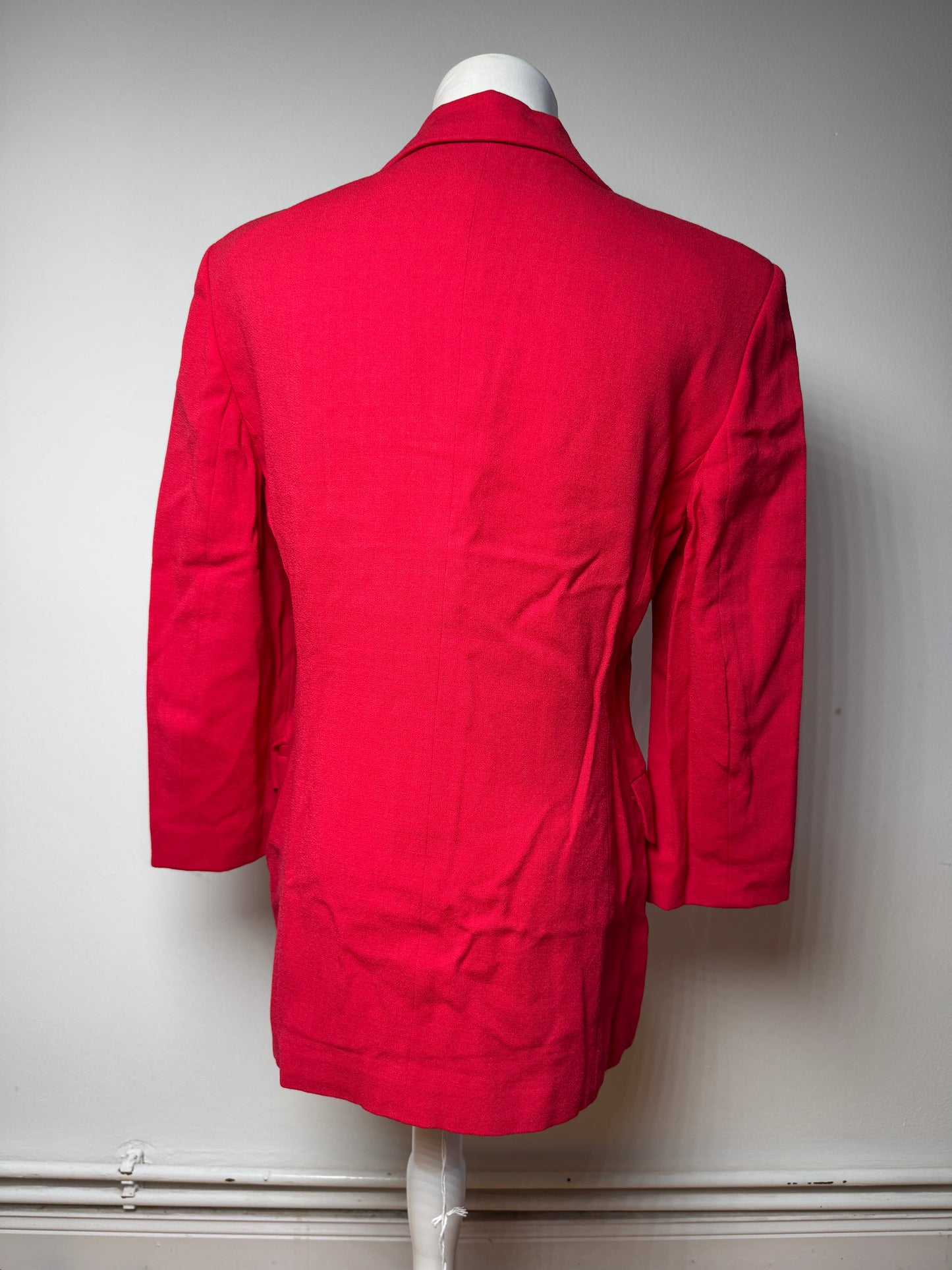 Vintage Balenciaga Silk Blazer / Trench Red L