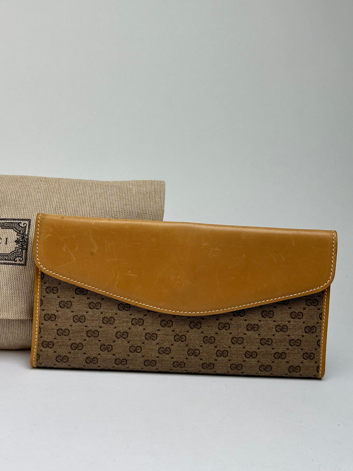 Vintage Gucci GG Plus Bifold Wallet Late 1970s Brown Beige
