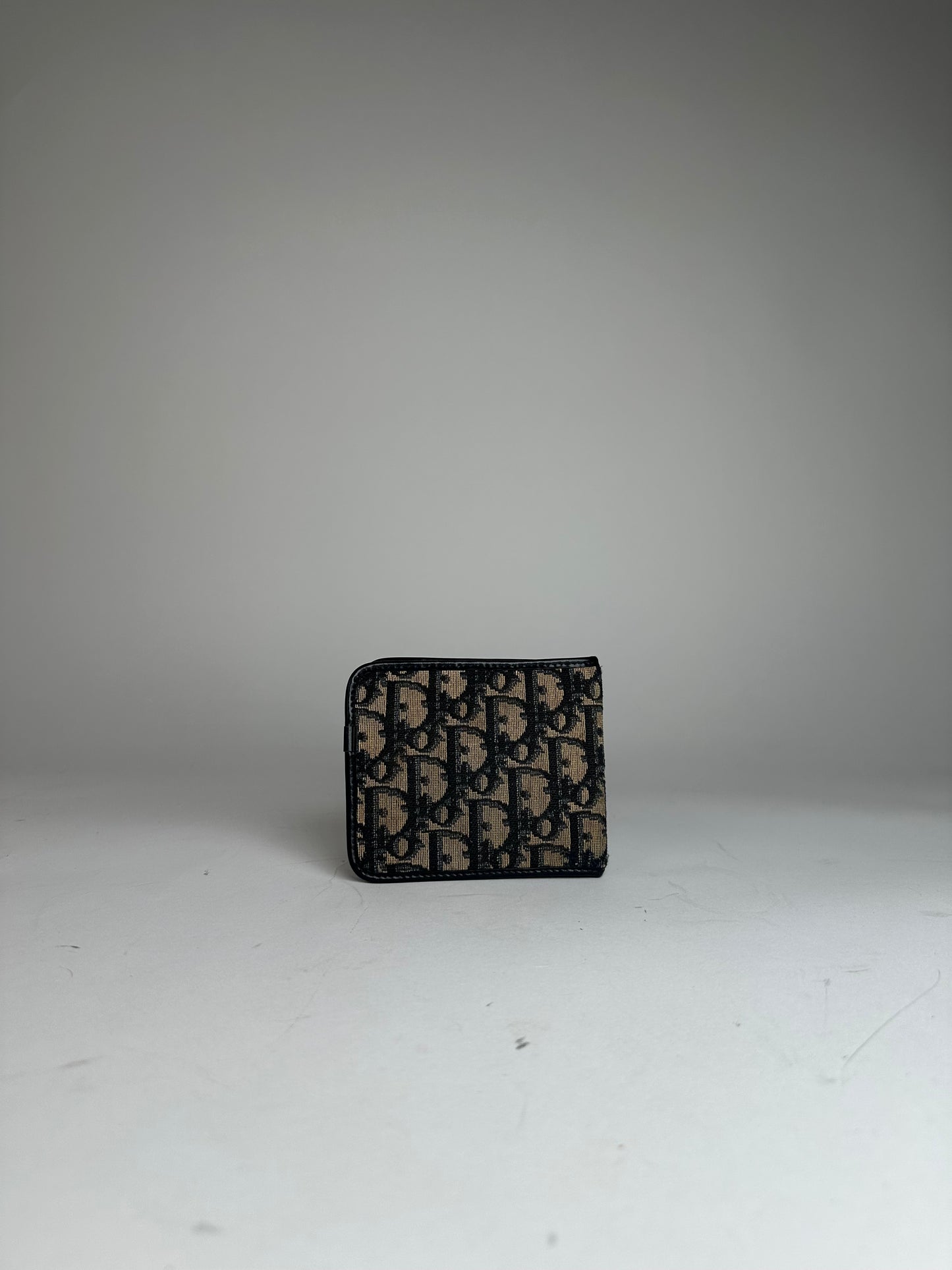 Vintage Dior Oblique Monogram Wallet Beige Navy