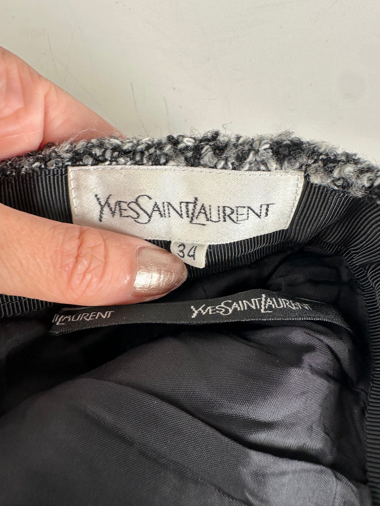 Vintage Yves Saint Laurent Wool Blend Dress Black White XS