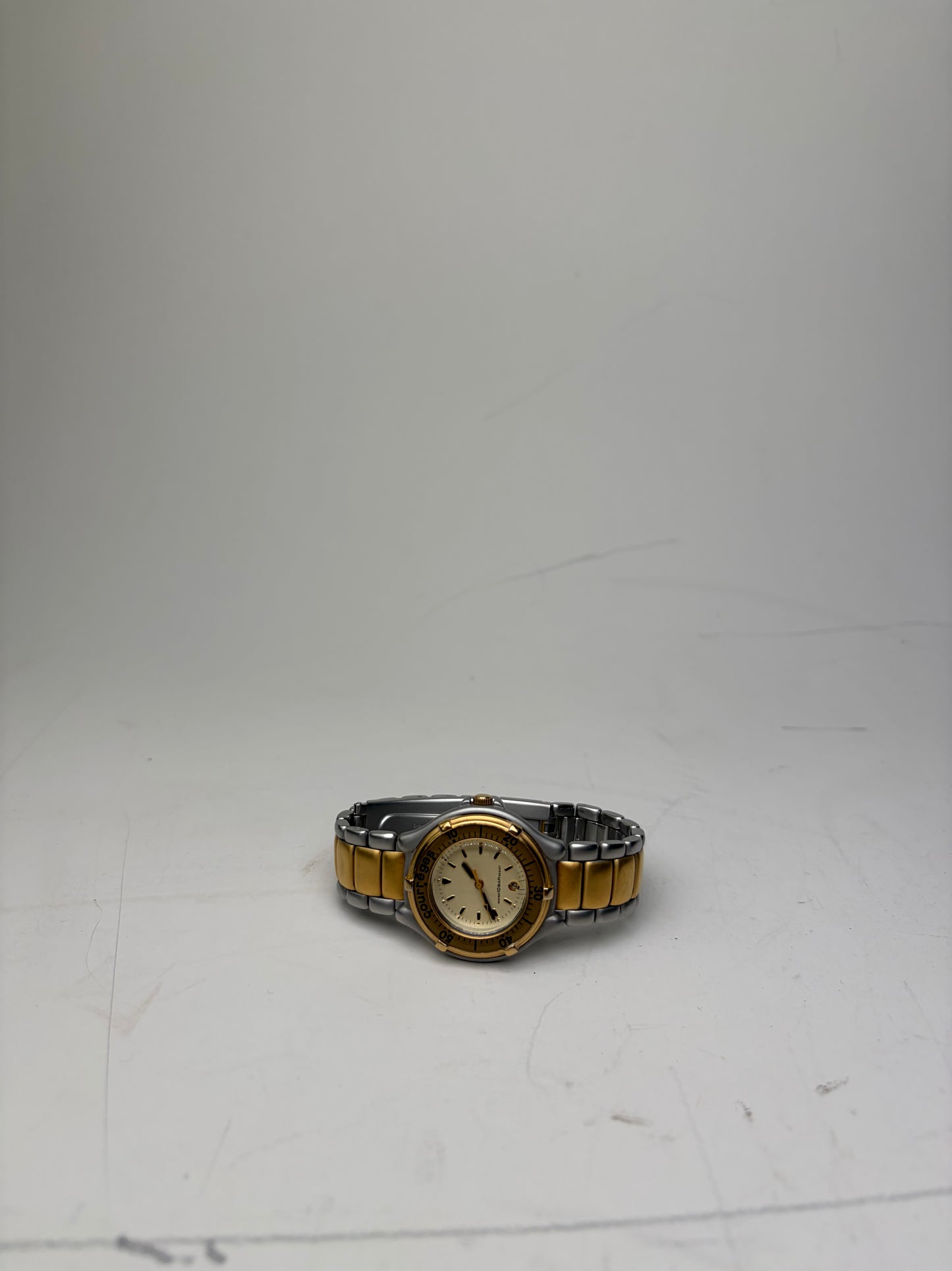Vintage Courreges Stainless Steel Bracelet Watch Gold Silver