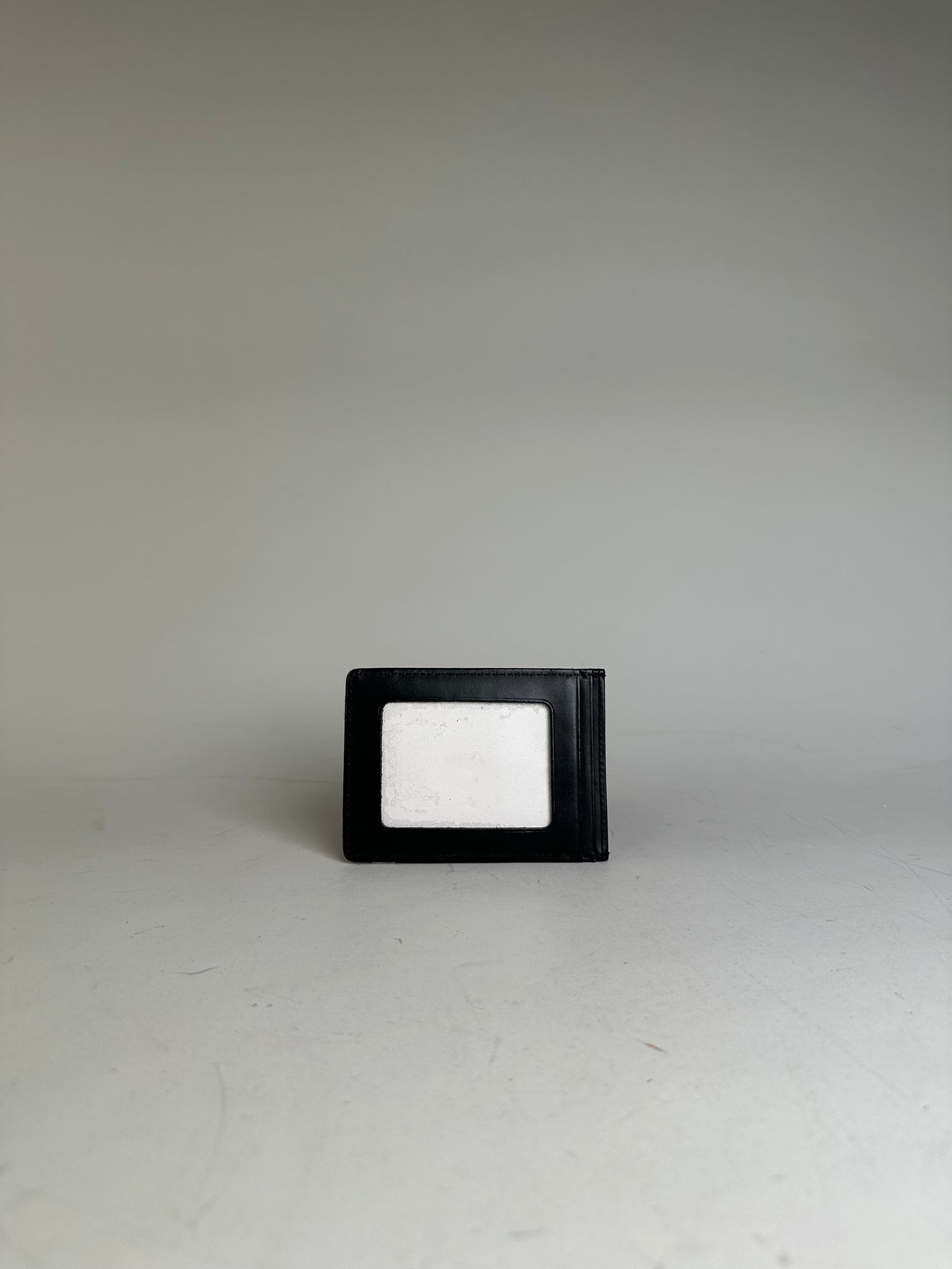 Vintage Courreges Leather Card Holder Black White Silver Logo