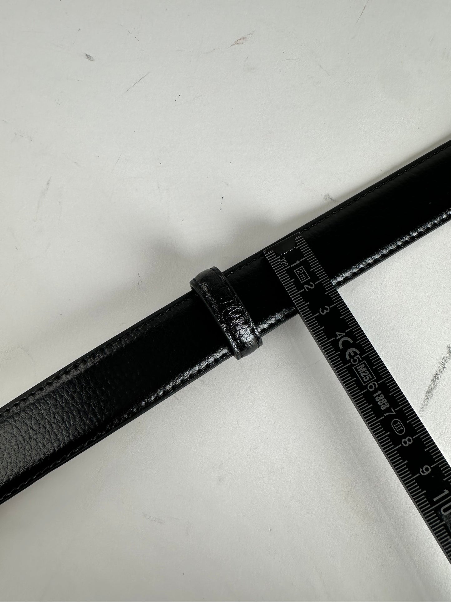 Vintage YSL Snake Emblossed Leather Belt Black