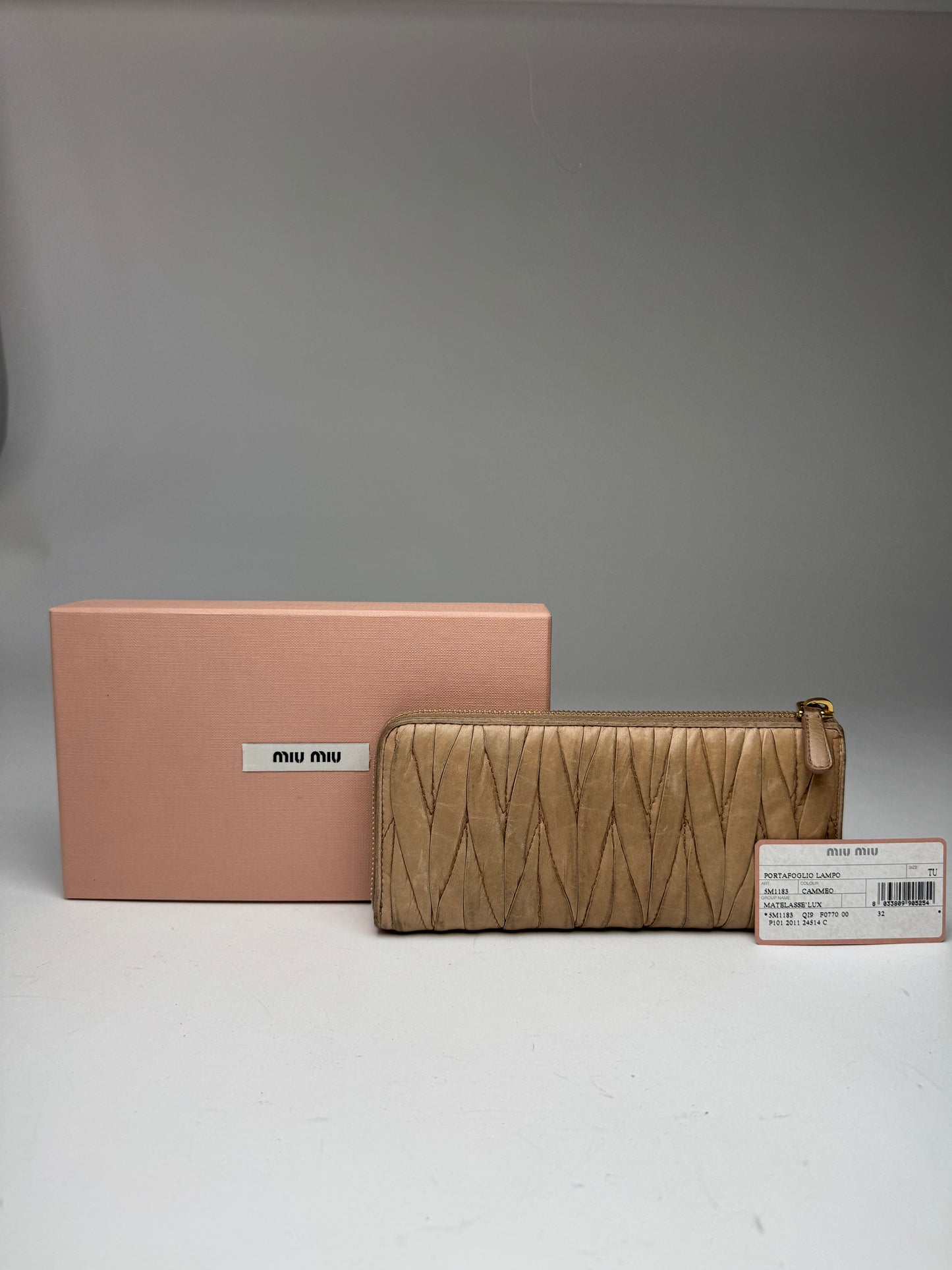 Vintage Miu Miu Metallasse Leather Wallet beige